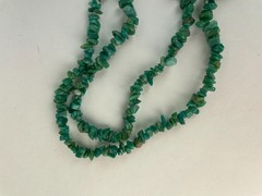 Vtg Green Gemstone Boho Layering Strand necklace faux turquoise? 32 in