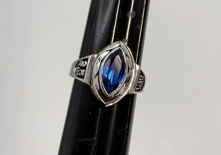 Vintage UAW Ring Sterling Silver Blue Stone 659 UAW General Motors 25 yr