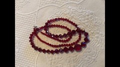 Woman’s Vintage Red Aurora Crystal Necklace Restrung 28 Inch