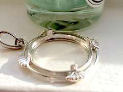 925 Sterling Silver Prong Back Clamshell Edge Bezel for 24mm Quarter 25Cent