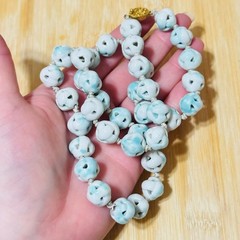VTG Chinese Export Cage beads necklace Beaded strand green ceramic China 24″