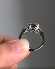 2.50Ct Asscher Cut Lab-Created Diamond With Sided Taper Baguette 925 Silver Ring