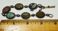 Vintage Sorrento 1/20 12k Gold-Filled Carved Stone Oval Link Bracelet Agate More