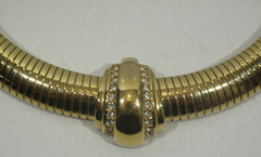 AVON 1886-1986 Gold Tone Omega Rhinestone Choker Necklace 100th Anniversary VTG