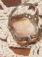 14k Gold Antique Cameo Ring, Shell & Coral, In Original Box, Size 4.75