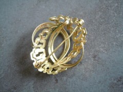 Vintage Brooch America TEKA Double Theodor Klotz Gold Plated 3.4 X 2.9 Cm