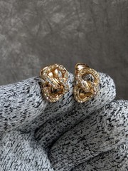 Vintage Christian Dior Gold-Tone Knotted Rope Clip-On Earrings
