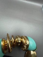 Necklace Turquoise Color Metal Beads Discs Chunky 80s Choker Necklace Signed