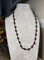 Genuine Almandine Garnet Unusual Cluster Station Bead Necklace Clasp-Free 26″