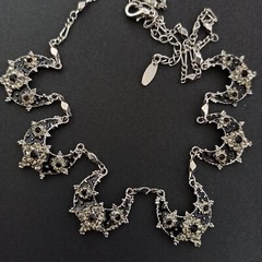 VTG VCLM Necklace Black Gothic Victorian Revival Statement Cocktail Romantic Box