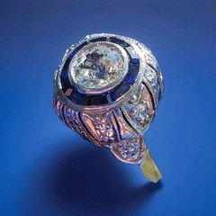 Original EARTH MINED DIAMOND Engagement Ring Deco PLATINUM SAPPHIRE Solitaire 5