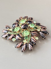 Vintage Verified JULIANA BOOK SET Aventurine Gold Fluss Bracelet Brooch Earrings