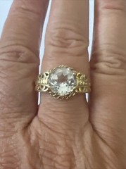 Beautiful 14K Yellow Gold & White Gemstone Ring 5.2 grams Size 8.25 STS