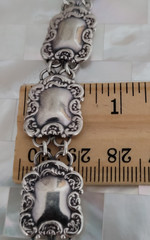 Vintage SE Thailand 925 Sterling Silver Repousse Link Bracelet 8″ L