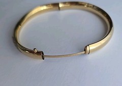 Coleman Co 1/20 14k Rose Gold Filled Bangle Flower Bracelet 7.5″