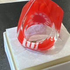 Lucite Plastic Ring Size 8 Red