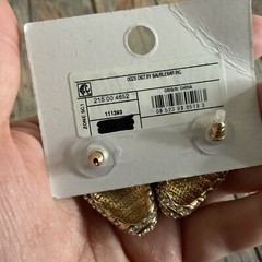 Signed sugarfix rhinestone egg shaped pierced earrings in gold tone