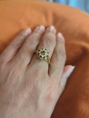 Vintage 18KT Gold Plated Rhinestone Cluster Ring
