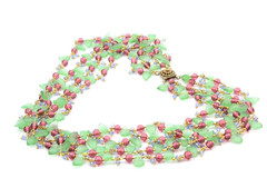 Gorgeous Patte De Verre French Couture Green Purple Acrylic Beads Necklace