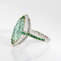 Tiffany & Co High Jewelry Green Tourmaline Diamond Ring Tsavorite 18k Platinum