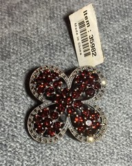 Vtg Mozambique Garnet & Marcasite Silver Brooch Victoria 925 Silver