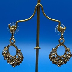 EARRINGS vintage large 1980s 1990s Evening Party Statement rhinestones goldtone