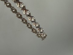 ESTATE STERLING SILVER 925 XOXO CZ PRONG SET STONES TENNIS BRACELET