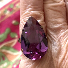 VTG 14K YELLOW GOLD ALEXANDRITE HANDMADE 7/8″x 3/8:”x 3/8′ TEAR DROP 4PRONG LRGE