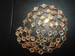 Vintage SWAROVSKI AB/ Aurora Borealis Crystal Open Bezel Necklace 35″