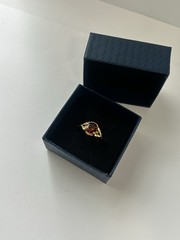 Vintage Red Cubic Zirconia Ring Gold Plated Womens Size 9