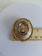 1968 Judy Lee Faceted Heliotrope Glass Reverse Cameo Broch Enhancer A .Borealis