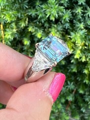 VINTAGE 14K WHITE GOLD AQUAMARINE RING ENGAGEMENT ANNIVERSARY HEAVY CHUNKY