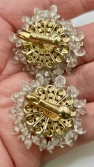 VINTAGE VENDOME CLIP ON EARRINGS WATERMELON RIVOLI CENTER CRYSTAL BEAD SURROUNDS