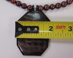 Vintage Brown Faux Pearl Pendant Necklace 23″