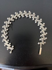 Vintage Modernist Sterling Silver Bracelet, Bars & Spheres Design, Mid – Century