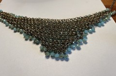 Gorgeous Vintage Crystal Necklace Iridescent Glass Statement Bib Choker 23”