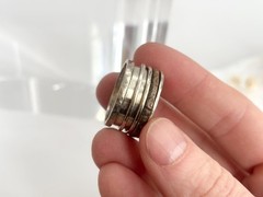Multi Spinner Chunky Dual Toned Sterling Silver Band 925 Vintage Ring – sz 9.75