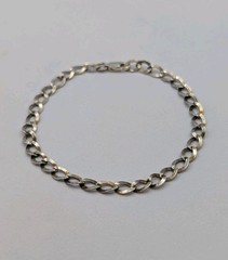 Vintage 925 Sterling Silver Curb Link Chain Bracelet 7.5″ Charm Starter – 3.2g