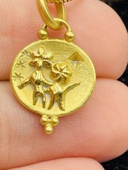 Temple St Clair 18k Yellow Gold Gemini Zodiac Medallion Pendant Necklace