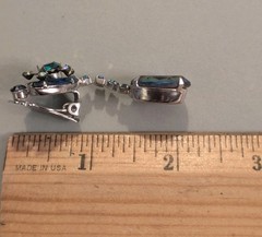 DeLizza Elster Juliana Blue Green Rhinestone Brooch Earrings Verified Authentic