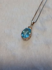 Vintage Ross-Simons 925 Sterling Silver 925 Oval Blue Topaz Pendant Necklace 18″