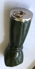 Vintage Big Fig Fist Hand Good Luck Charm Pendant Green Jade W Silver 2.5” Long