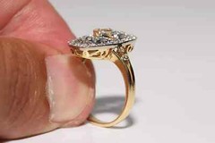 Art Deco Style Lab Created Diamond Engagement Wedding 14K Yellow Gold FN Ring