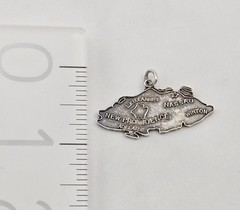 Vintage Bahamas New Providence Nassau Sterling Silver Map Charm Pendant – 4.7g
