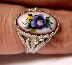 Vintage Russian Hand Painted Enamel Rings 4 Variation Finift Technique #77,83,95