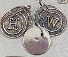 Vintage Waxing Poetic Sterling Silver Charms Initial Seal Insignia Letters