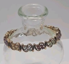 Lovely Vintage Multicolored Gold Over Sterling Silver Bracelet Beautiful Stones