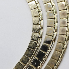 Heavy Double Layer Flat Square Link Chain Gold Tone Necklace Vintage Korea 1970s