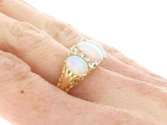 Antique 4.20Ct White Opal and 0.80Ct Diamond 18k Yellow Gold Ring Circa 1880