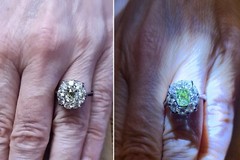 Vintage 1940s 2.72 Ct. Fancy Intense Yellowish Green Chameleon Diamond Ring